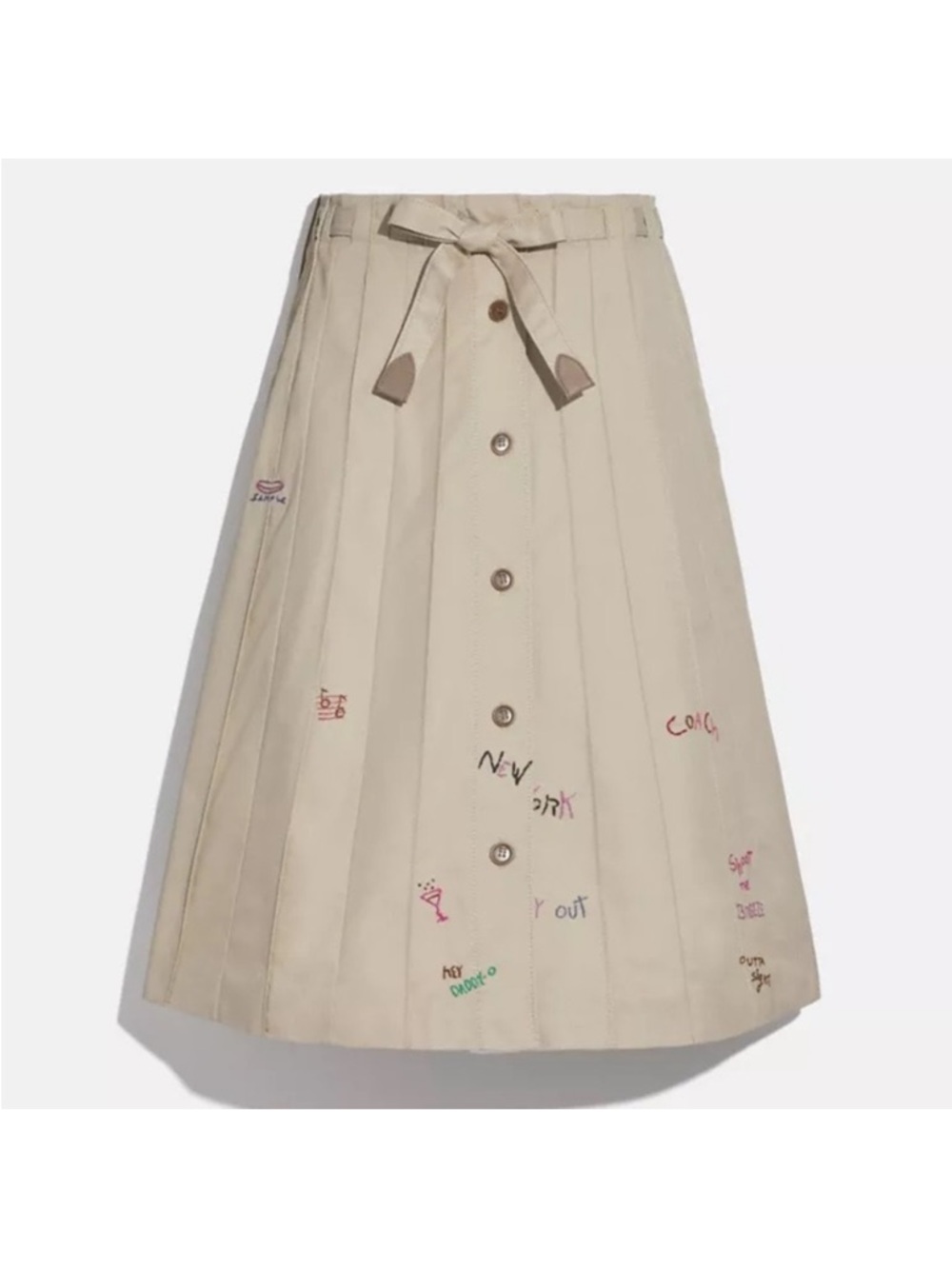 COACH embroidered trench panel pleated skirt 00 - Picture 1 of 8